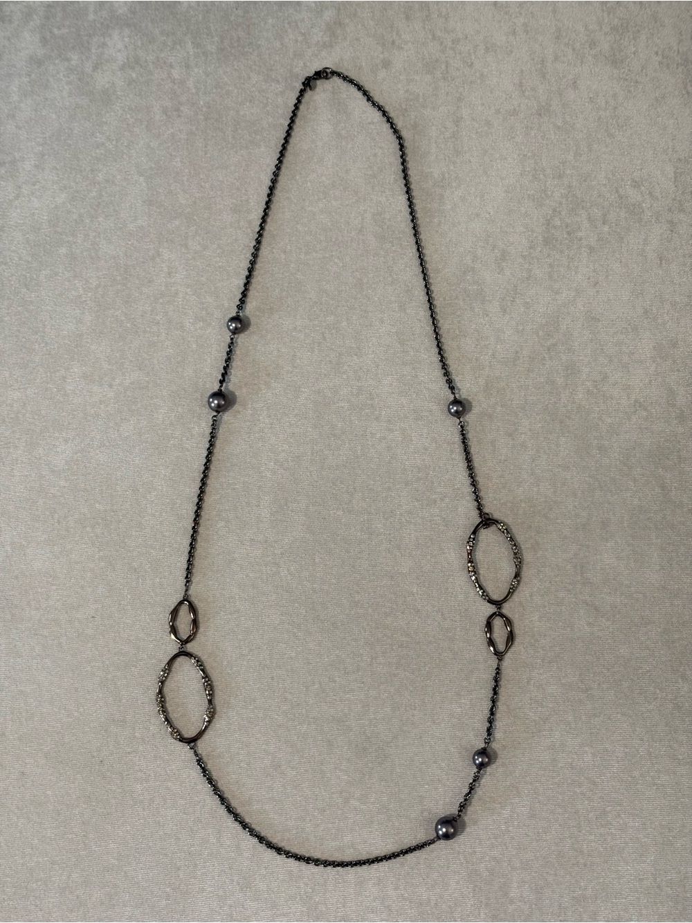 Alexis Bittar Faux Pearl & Crystal Long Station Necklace